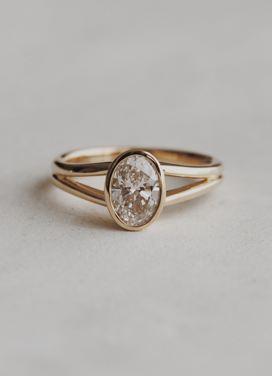 Mabel Bezel Split Shank Engagement Ring