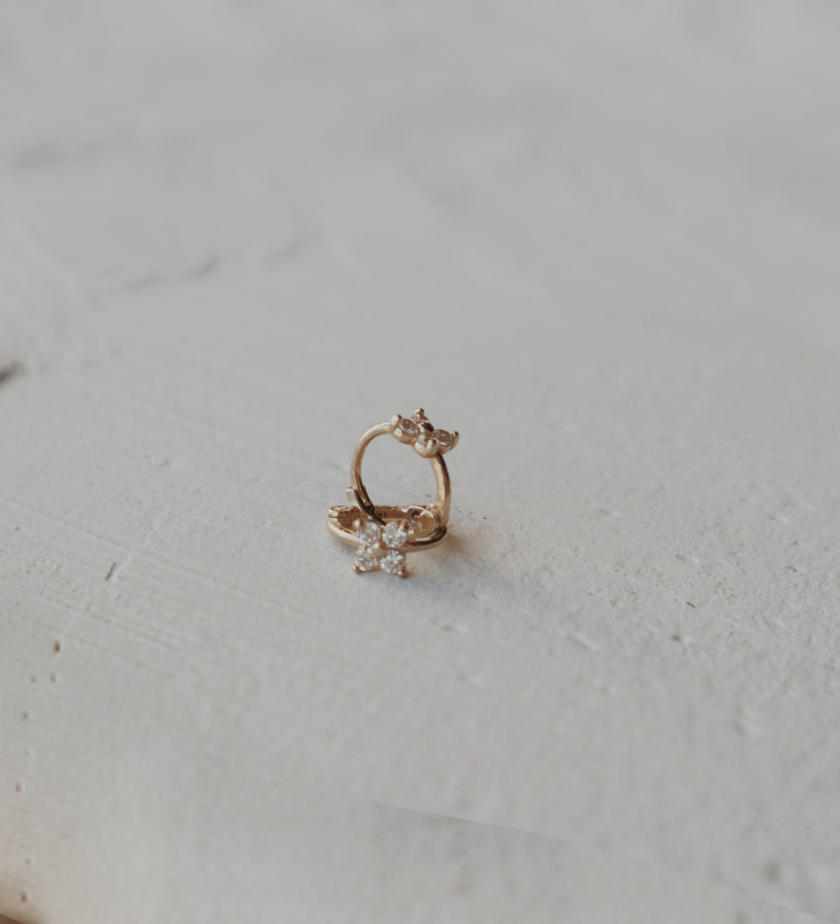 14k Wisteria Cartilage Huggie Hoops