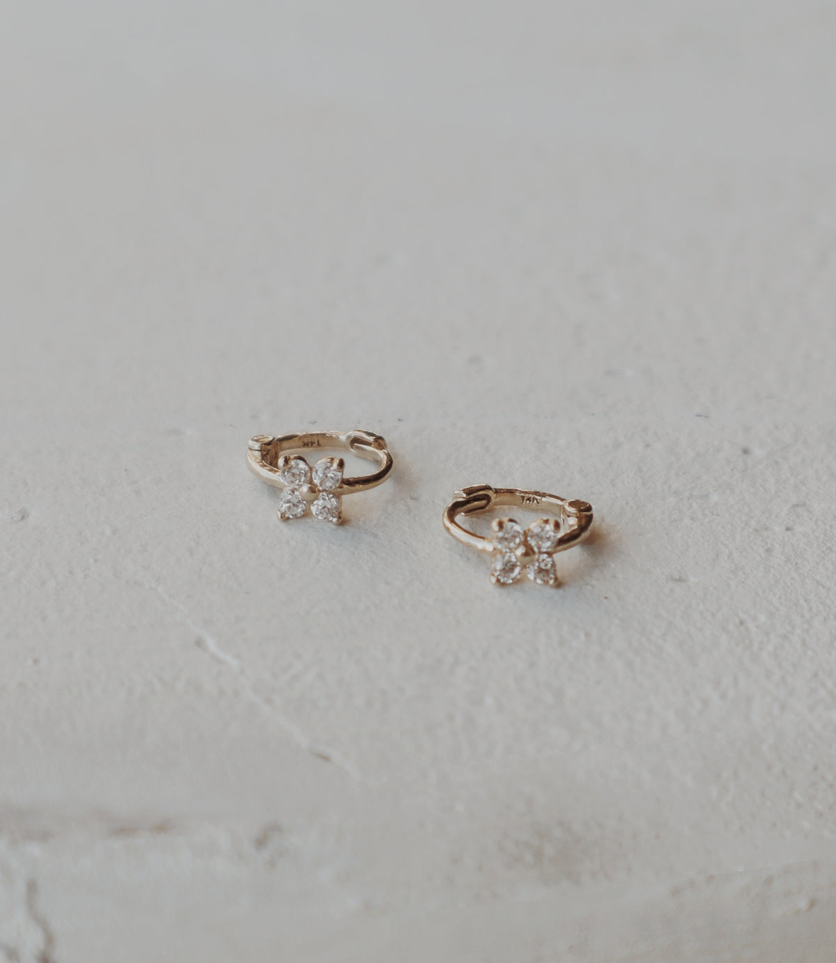 14k Wisteria Cartilage Huggie Hoops