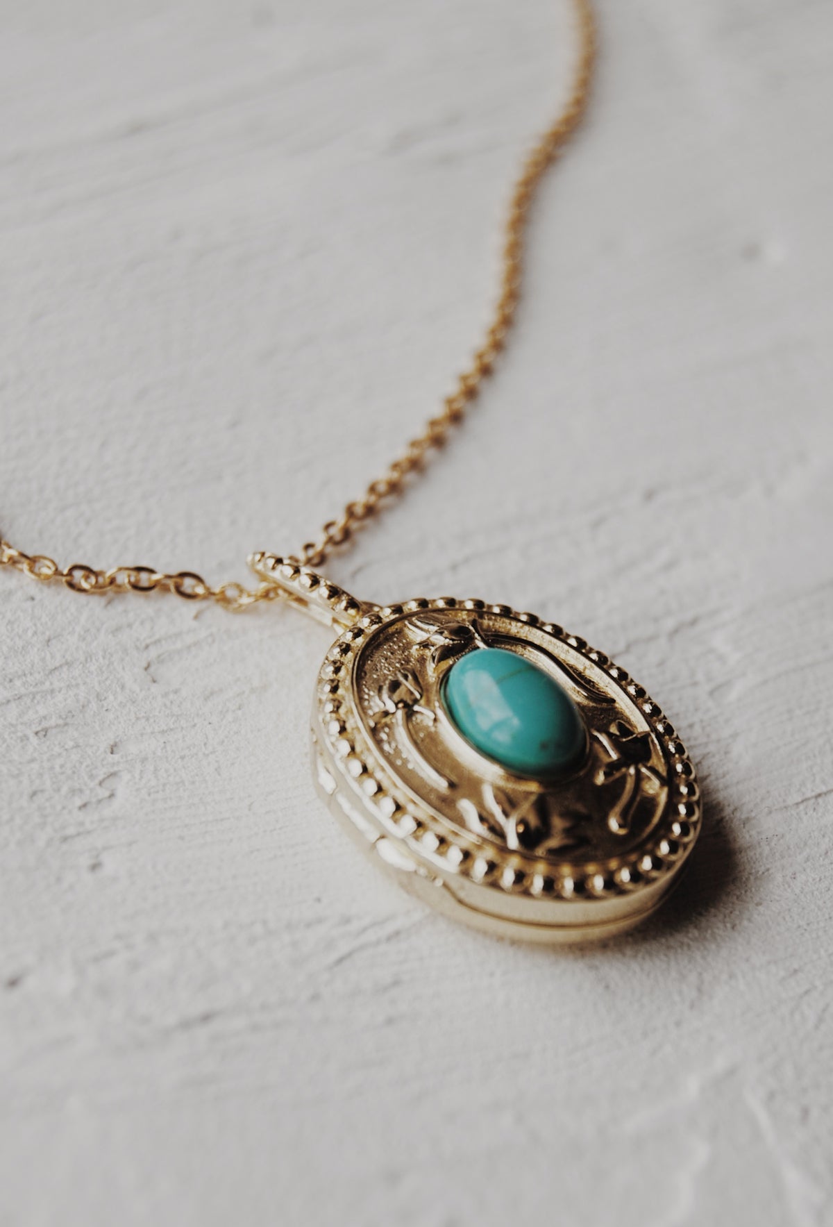 Turquoise Vermeil Locket Necklace