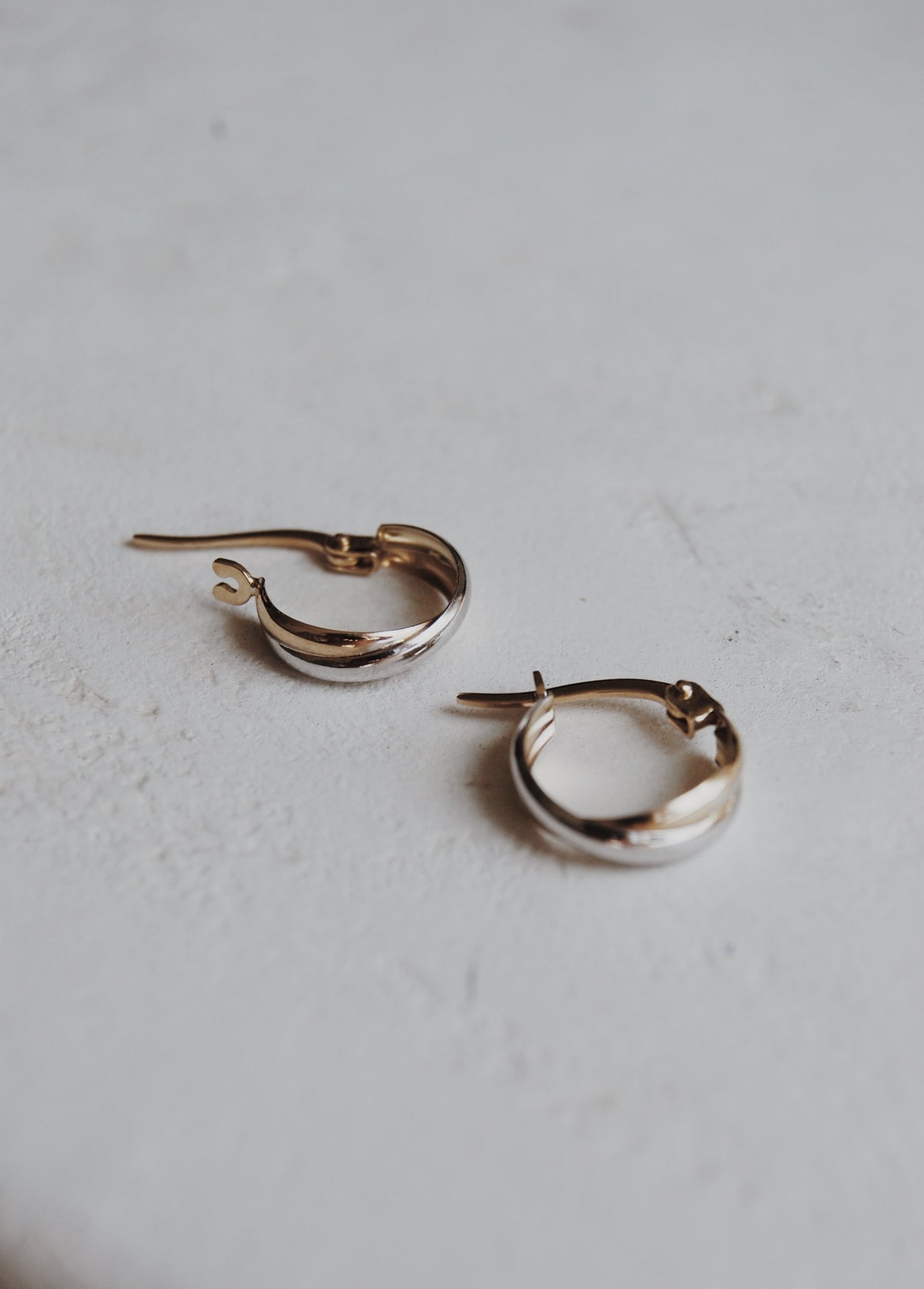 10k Yellow and White Gold Hoop Earrings