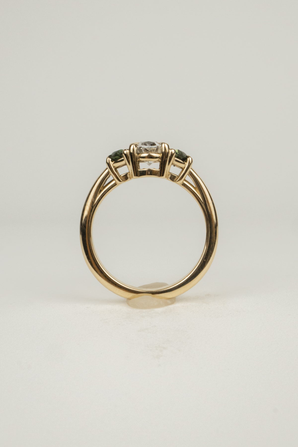 Eliza Engagement Ring- 1ct Oval and Natural Green Sapphires