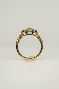 Eliza Engagement Ring- 1ct Oval and Natural Green Sapphires