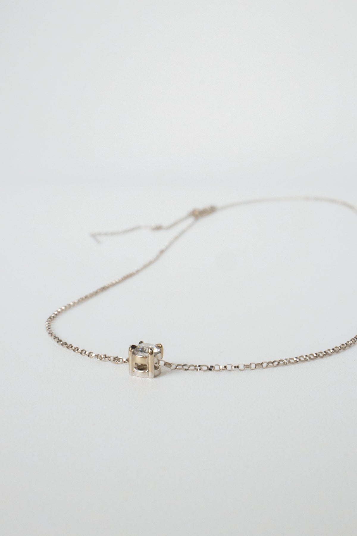 14K Rolo Chain Necklace- Slider Pendant 0.5ct