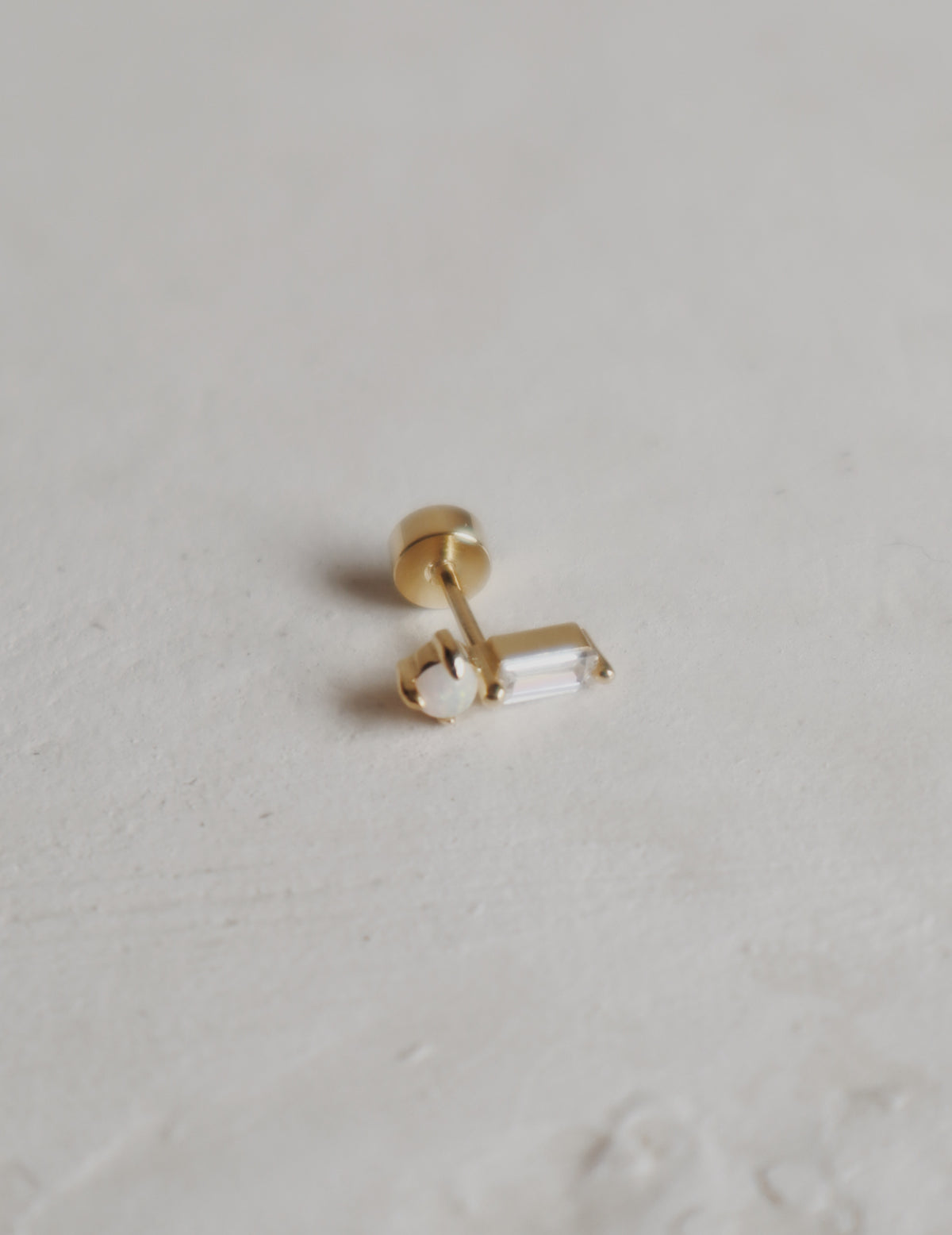 Baguette Opal Cartilage Stud
