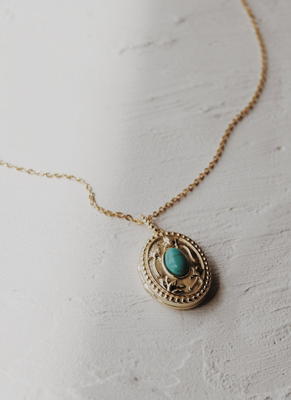 Turquoise Vermeil Locket Necklace