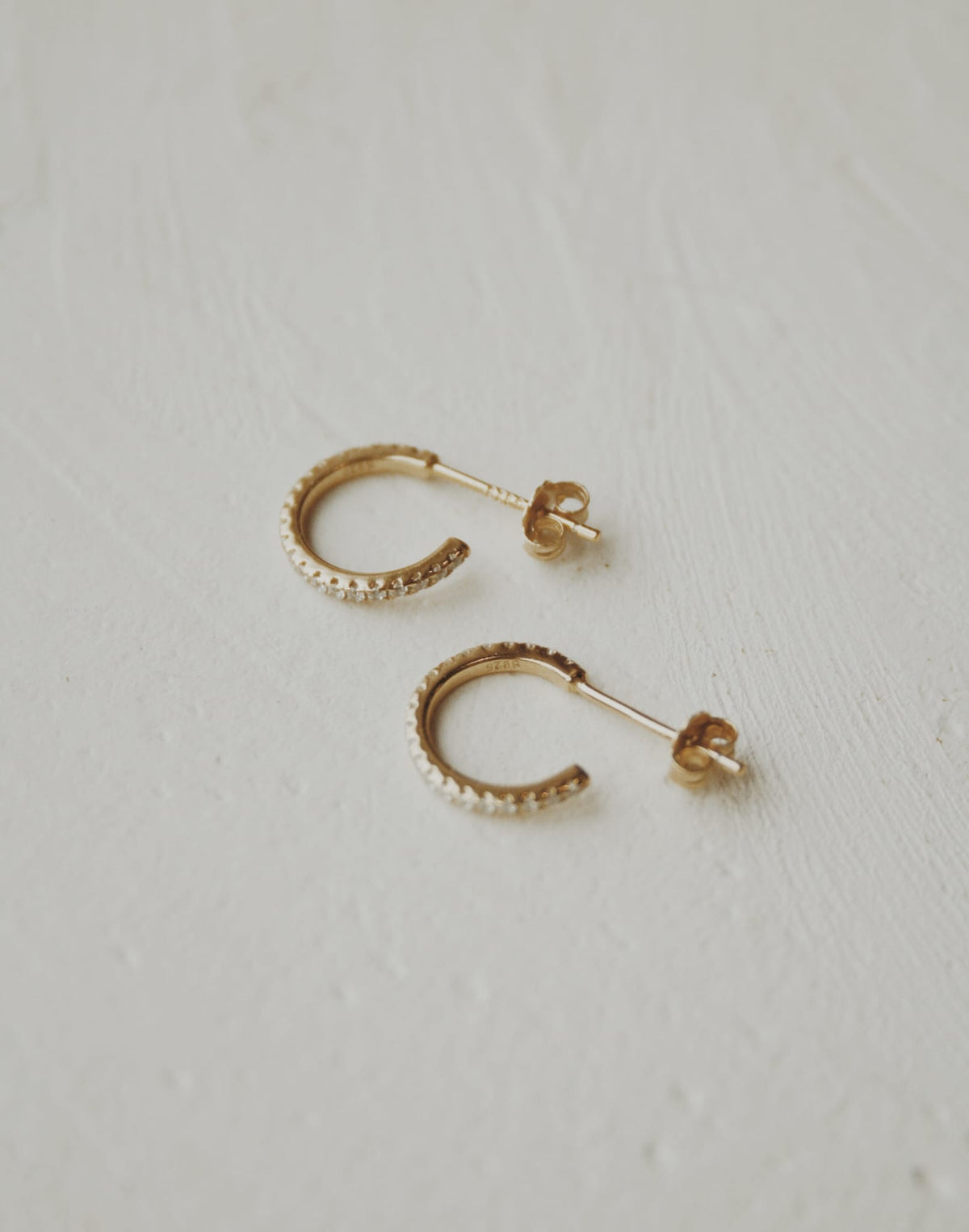 Wren Pavé Half Hoop Stud Earrings