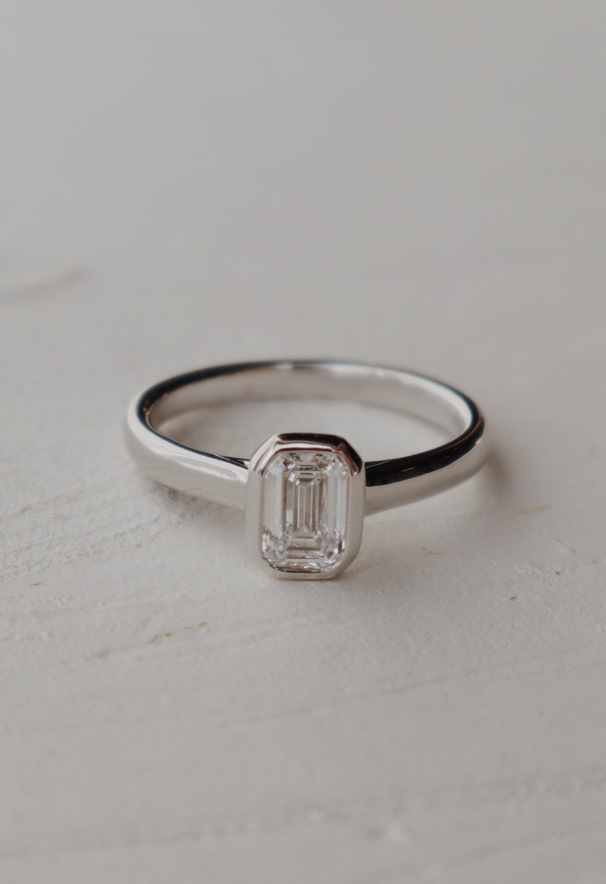 Maverick Emerald-Cut Bezel Engagement Ring - 0.70 CT