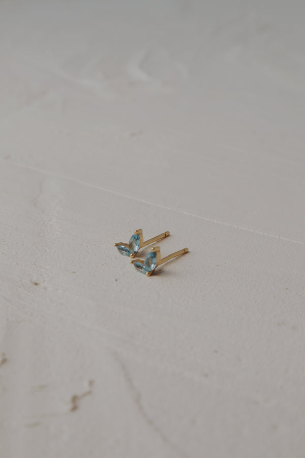 Blue Fleurette Stud Earrings