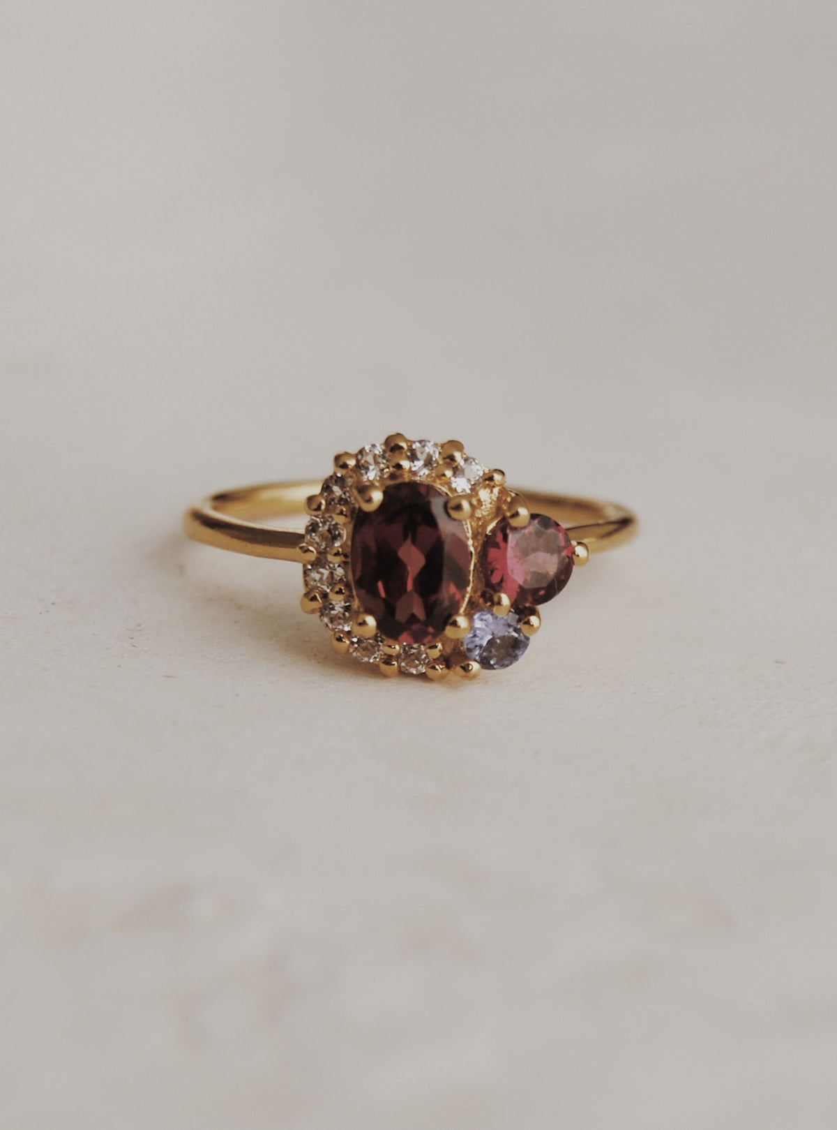 Garnet Cluster Gold Filled Ring