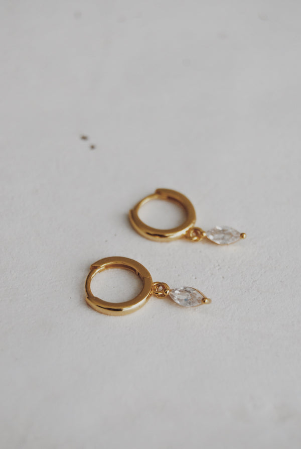 Marquise Huggie Hoop Earrings