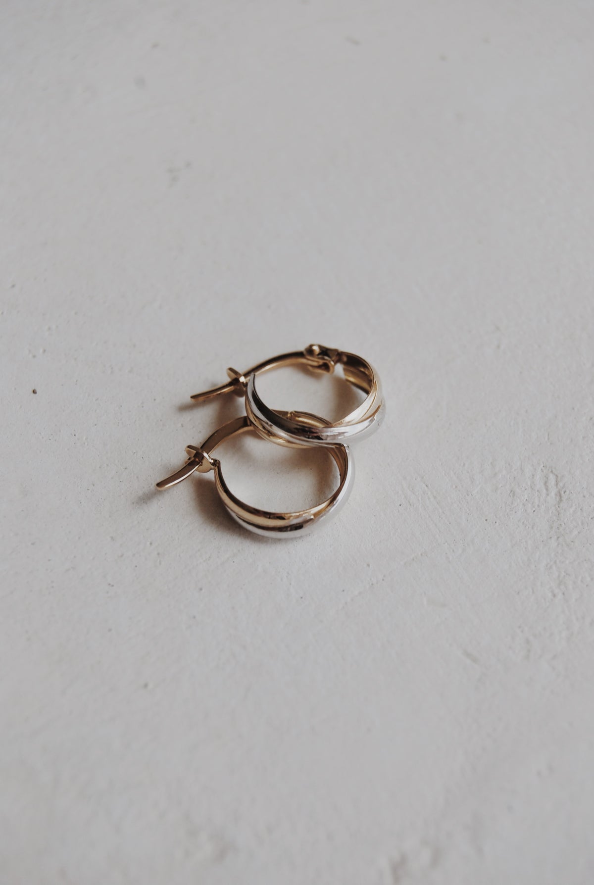 10k Yellow and White Gold Hoop Earrings