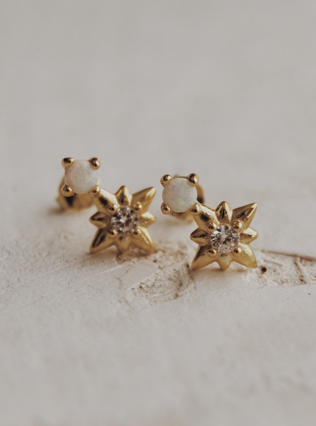 Opal Star Stud Earrings