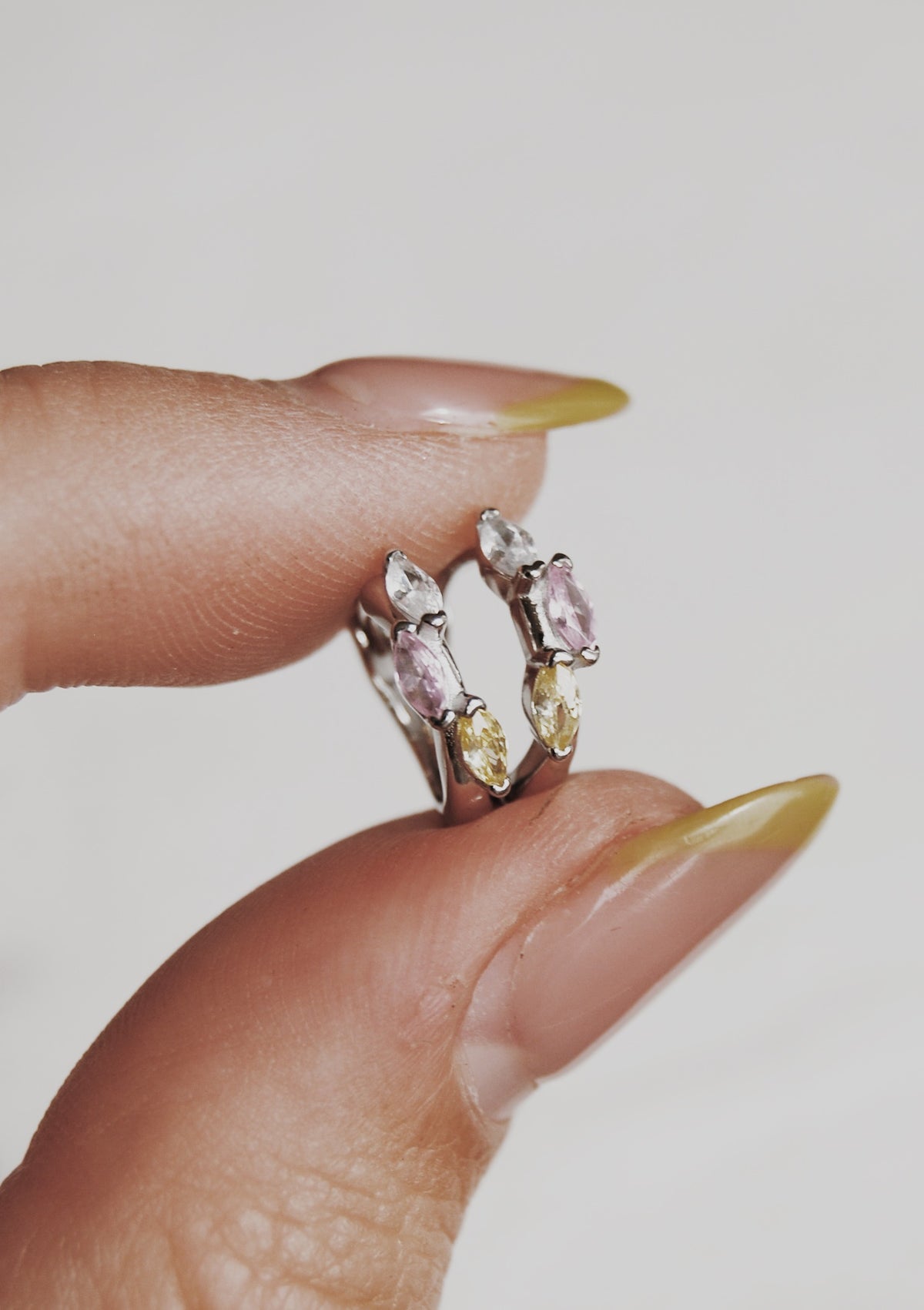 Marquise Pastel Cluster Huggie Hoop Earrings