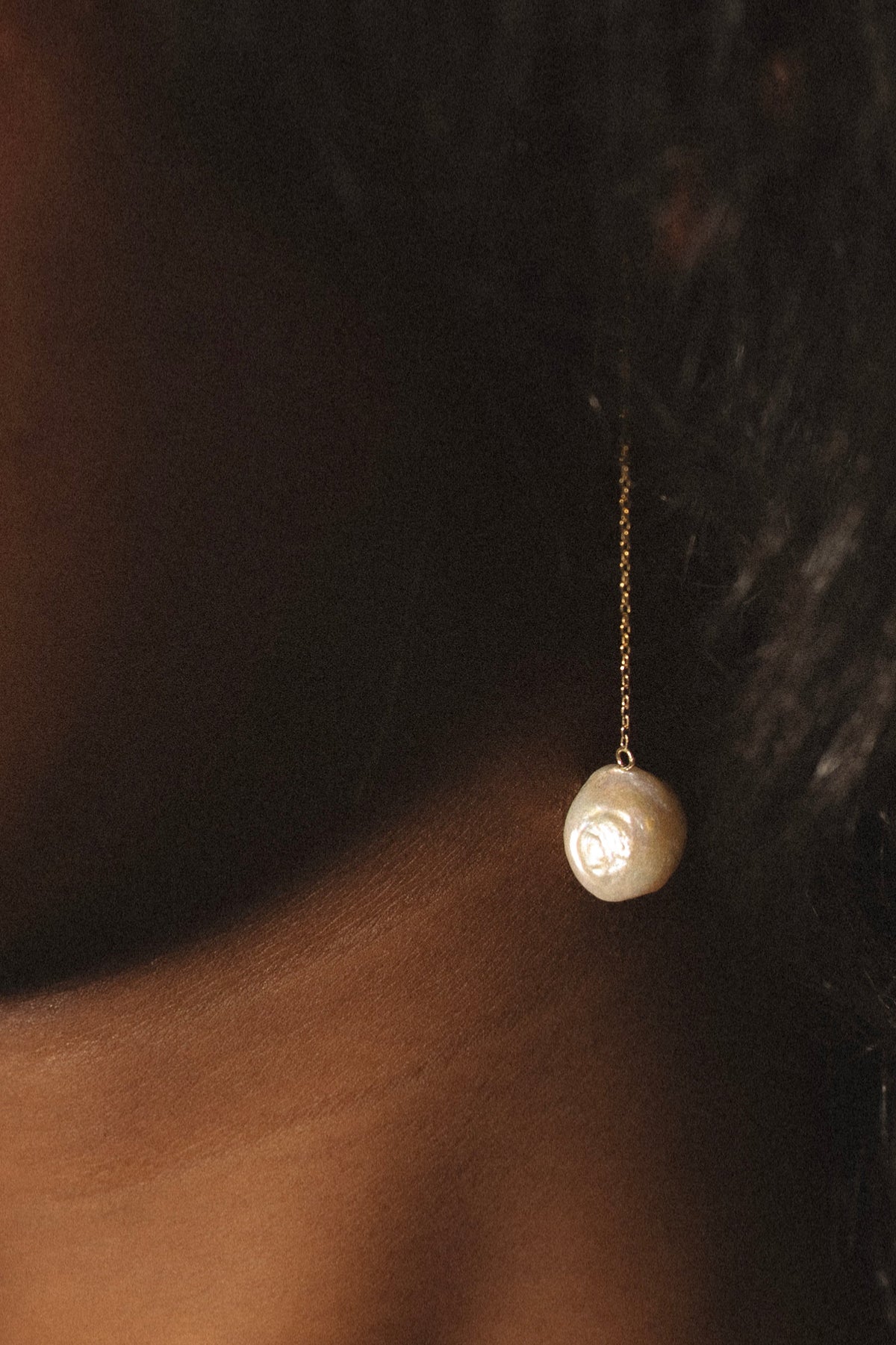 14K Wren Pearl Threader Earrings- Medium