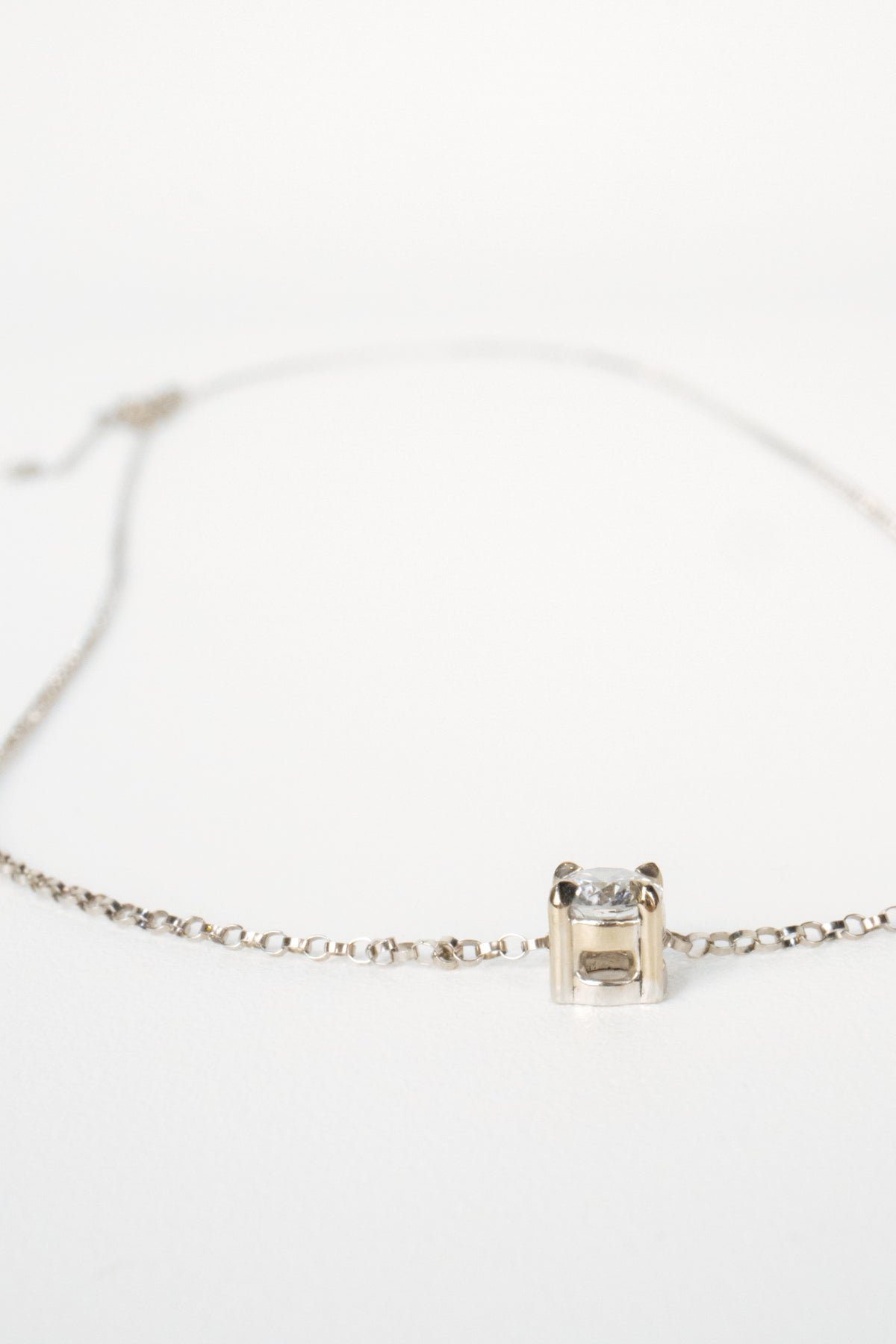 14K Rolo Chain Necklace- Slider Pendant 0.5ct