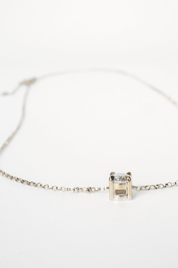14K Rolo Chain Necklace- Slider Pendant 0.5ct