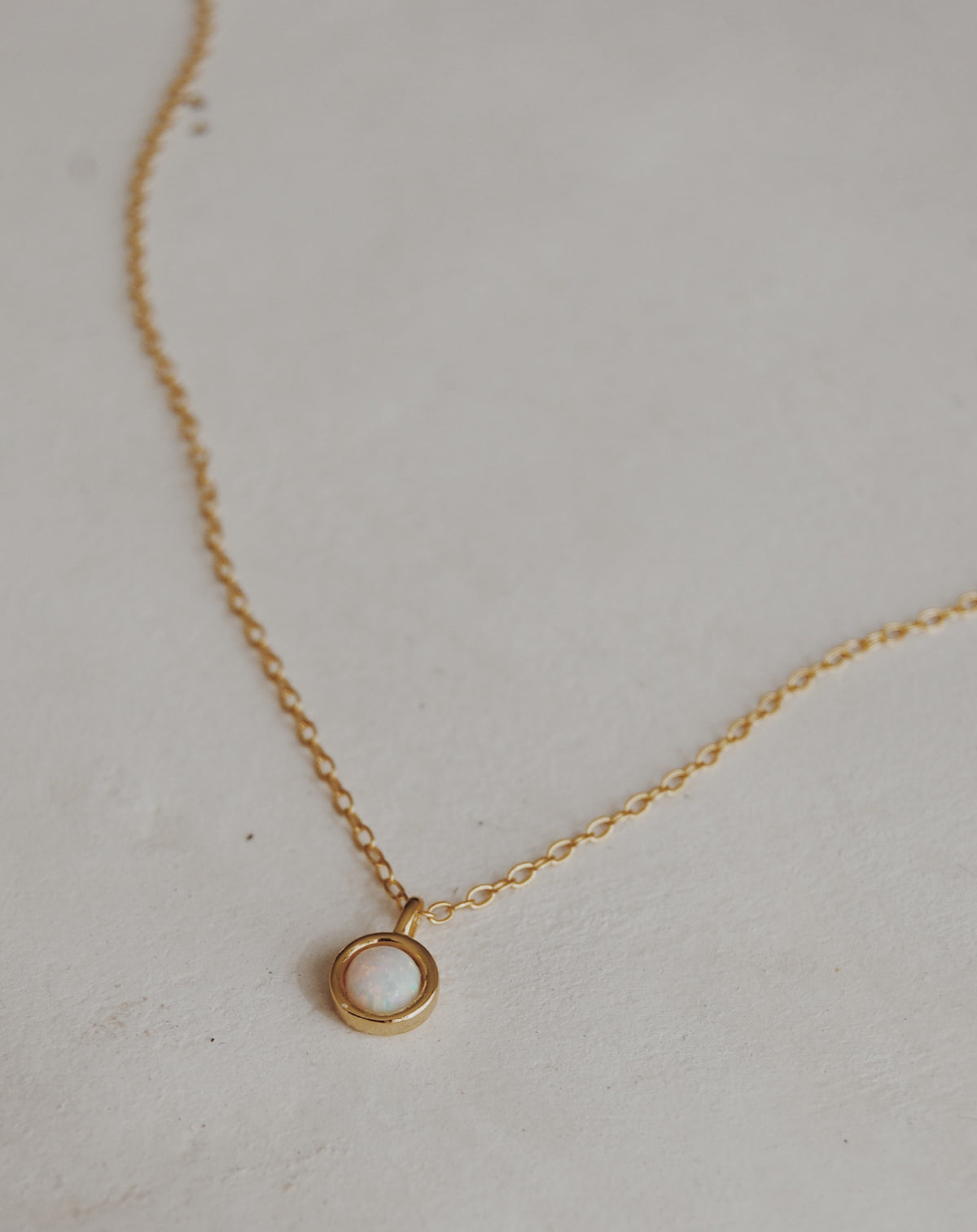 Bezel Solitaire Opal Necklace - Olive x Honey Haus