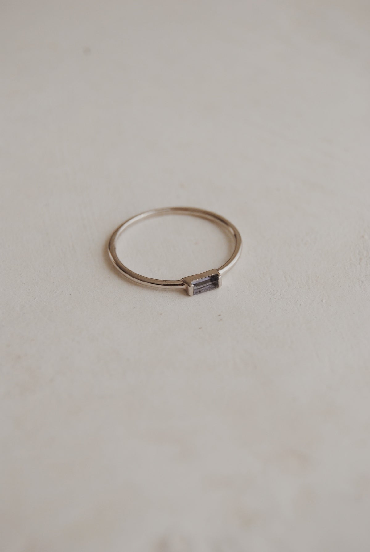 Baguette Lolite White Gold-Filled Ring