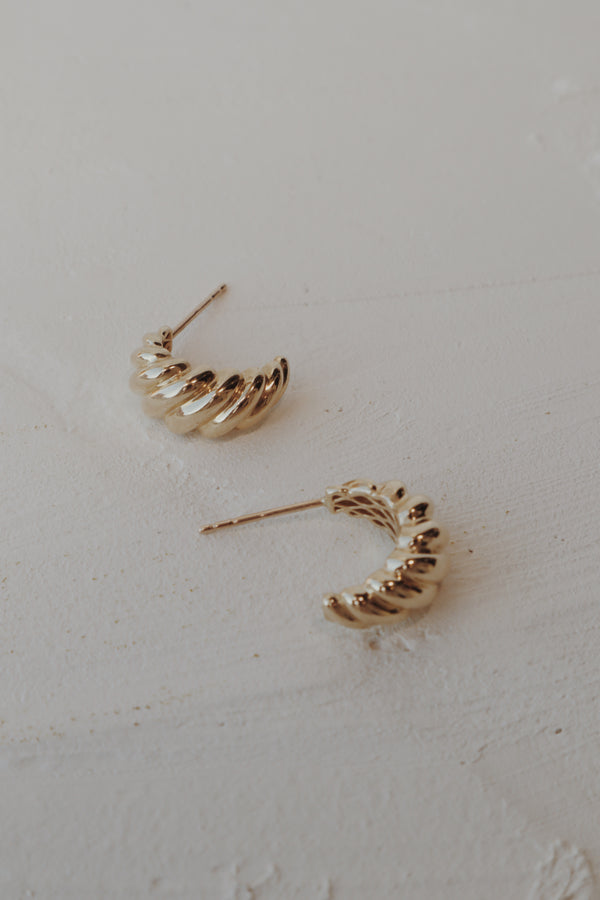10k Gold Croissant Stud Earrings