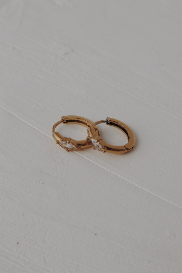 Marquise Huggie Hoop Earrings