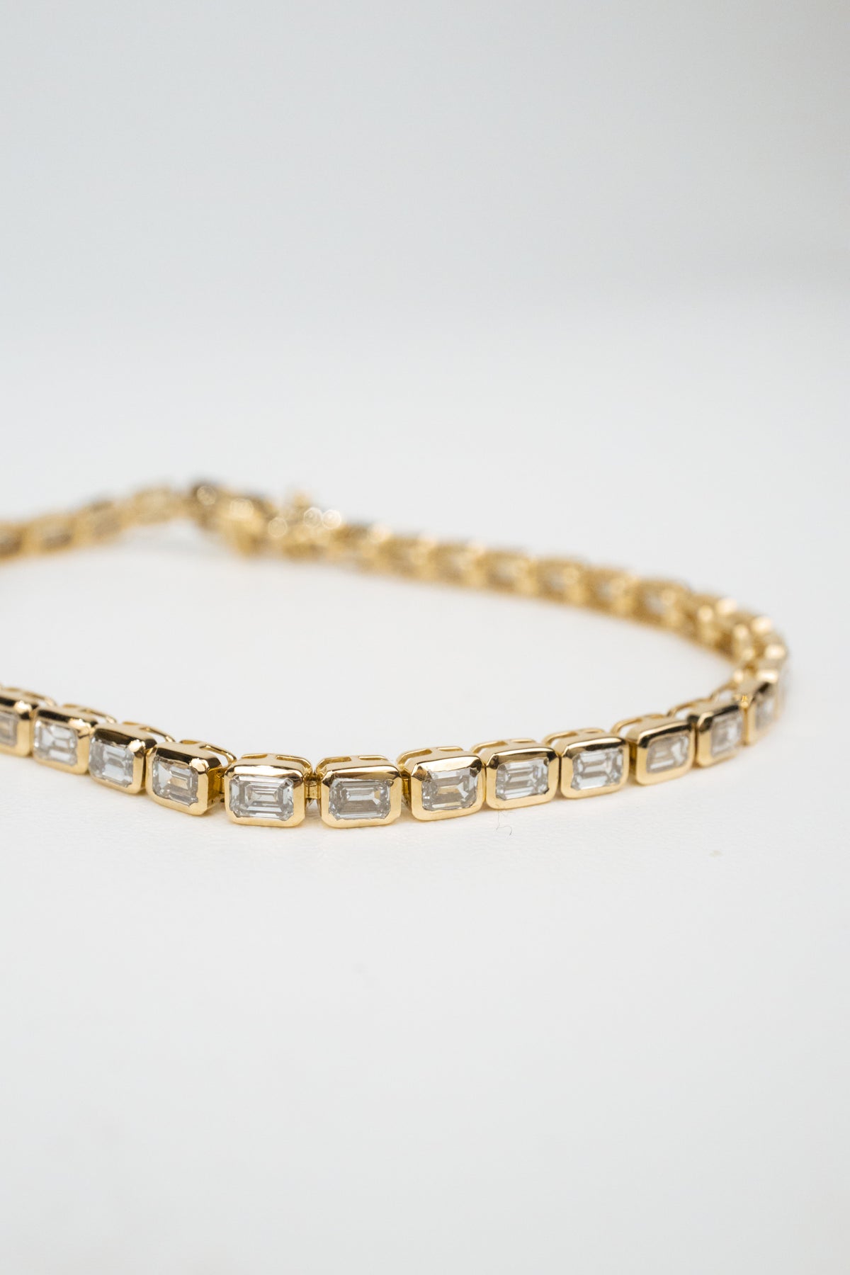 Monti Tennis Bracelet- Bezeled Emerald-Cut Lab Diamonds 6ctw