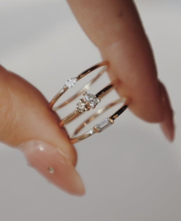 10k Marquise Stacking Ring - Lab Diamond