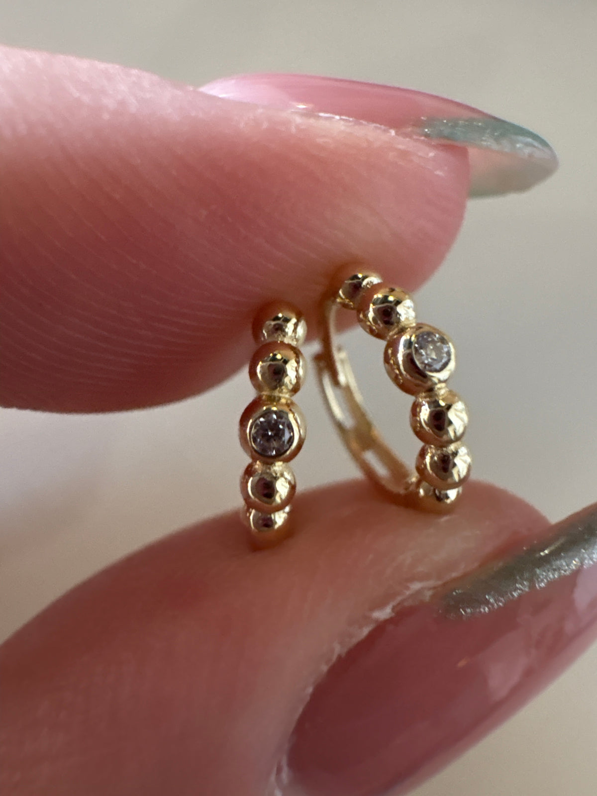 10k Bubble Huggie Hoop Earrings