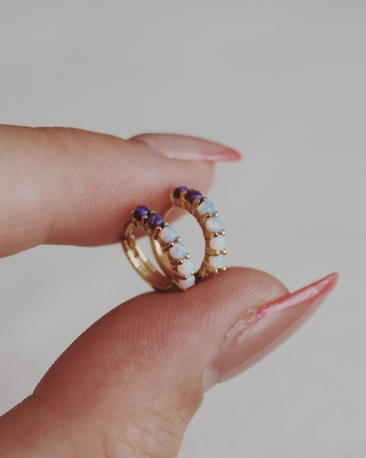 Ombré Opal Huggie Hoops - Vermeil