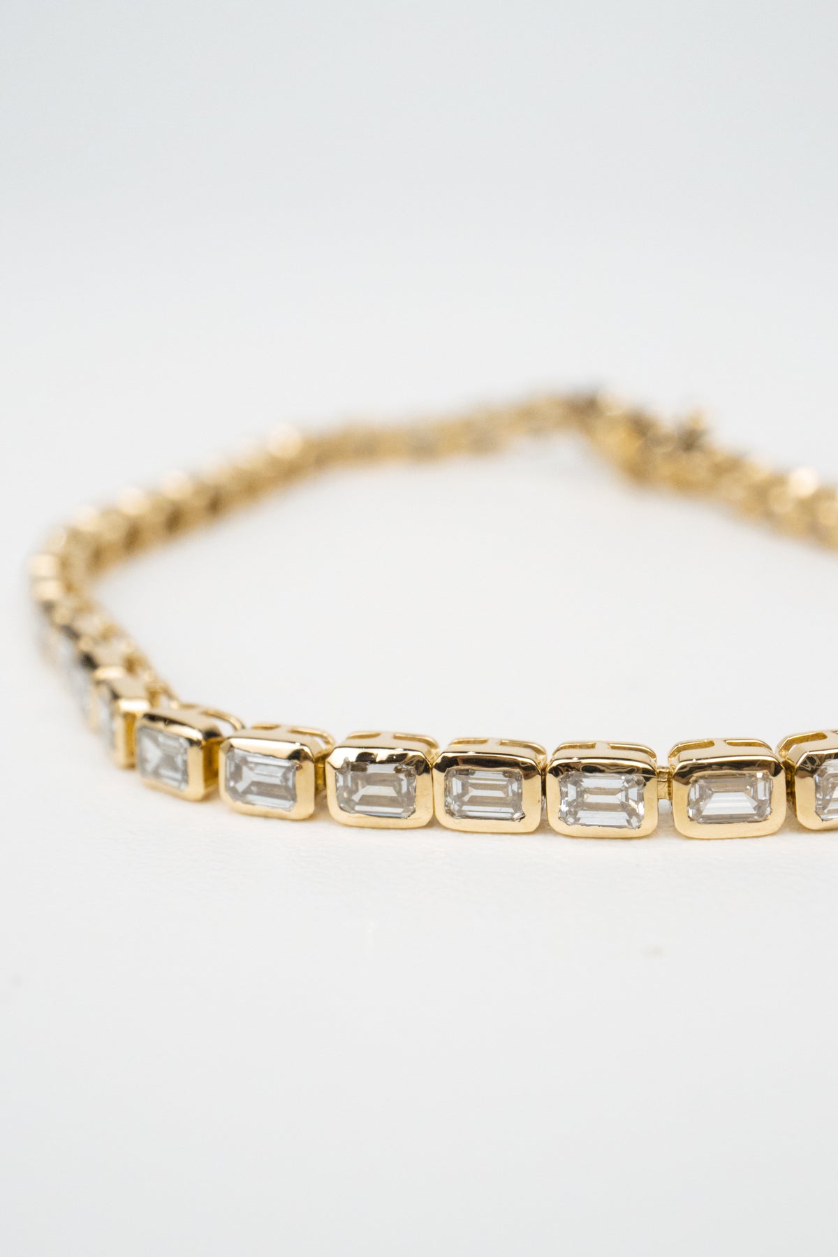 Monti Tennis Bracelet- Bezeled Emerald-Cut Lab Diamonds 6ctw