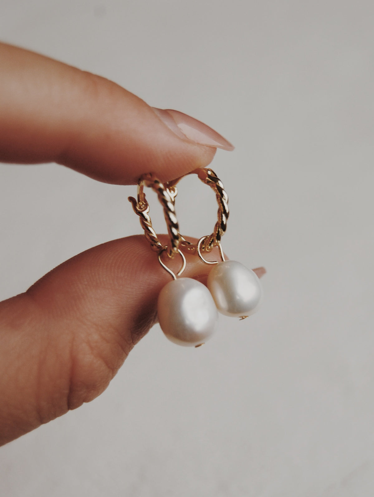 14k Vermeil Pearl Hoop Drop Earrings