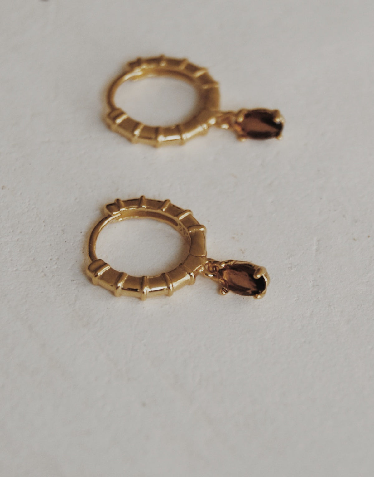 Smokey Quartz Huggie Hoops