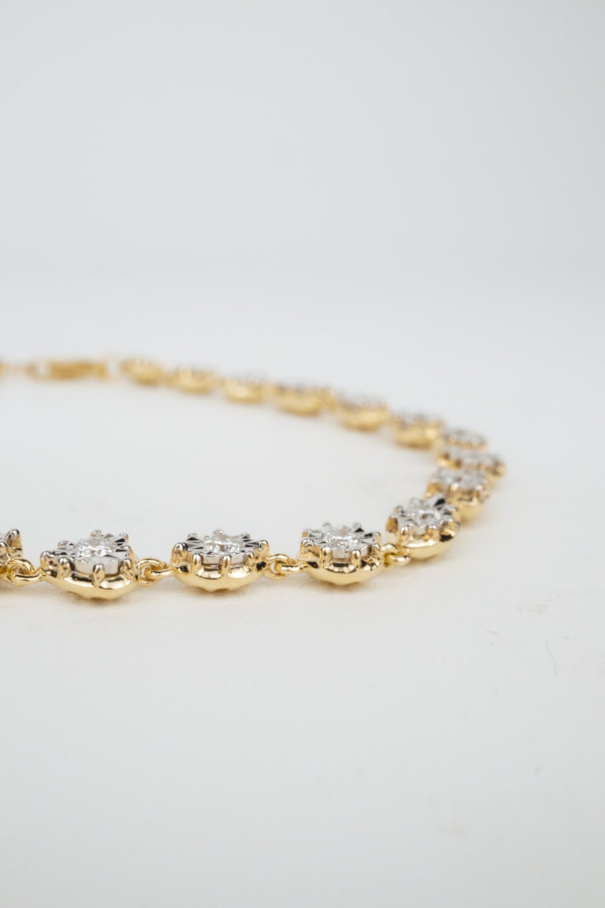 10K Kenny Mixed Shape Tennis Bracelet- 1ctw Laboraotry Grown Diamond Rounds