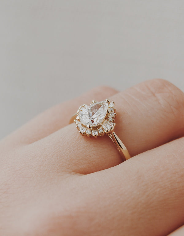 Arden Pear Halo Engagement Ring