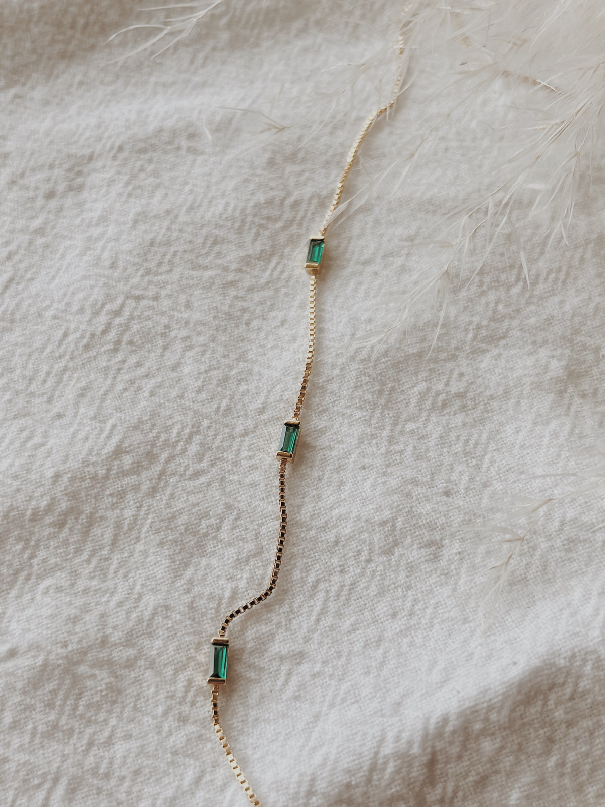 Emerald Baguette Box Chain Necklace