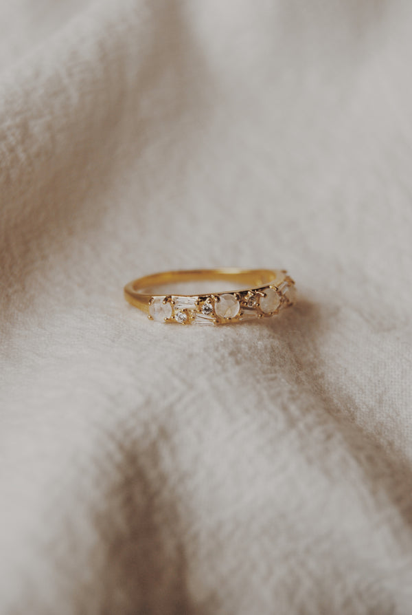 Glitter & Gold Moonstone Vermeil Ring