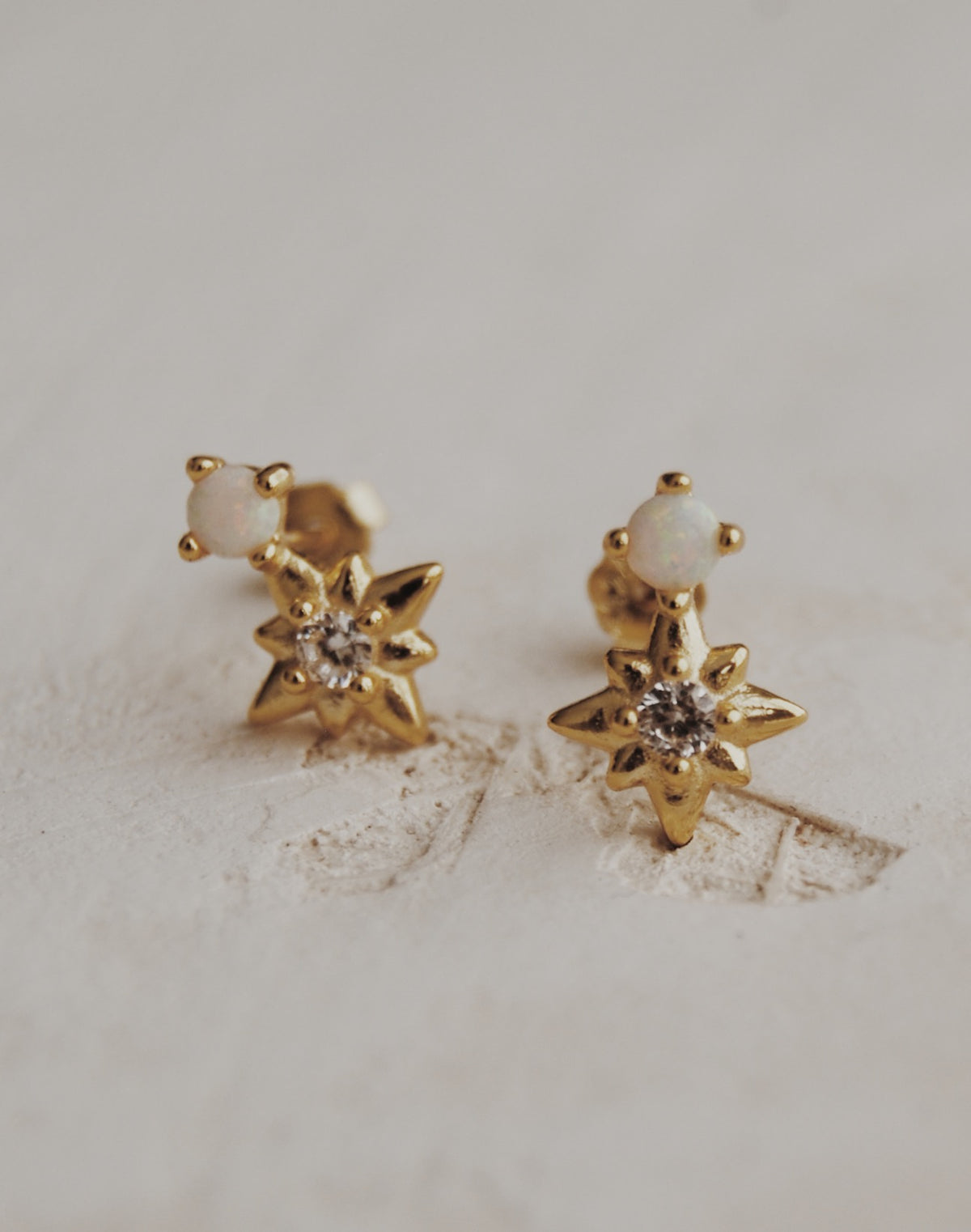 Opal Star Stud Earrings