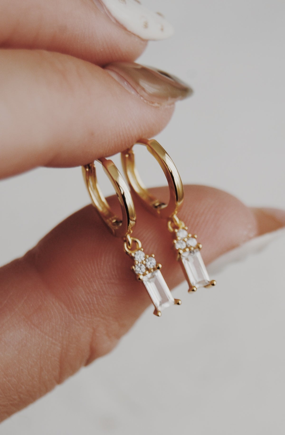 Alyssa Baguette Huggie Hoop Earrings