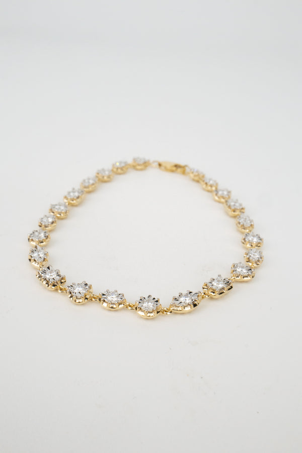 10K Kenny Mixed Shape Tennis Bracelet- 1ctw Laboraotry Grown Diamond Rounds