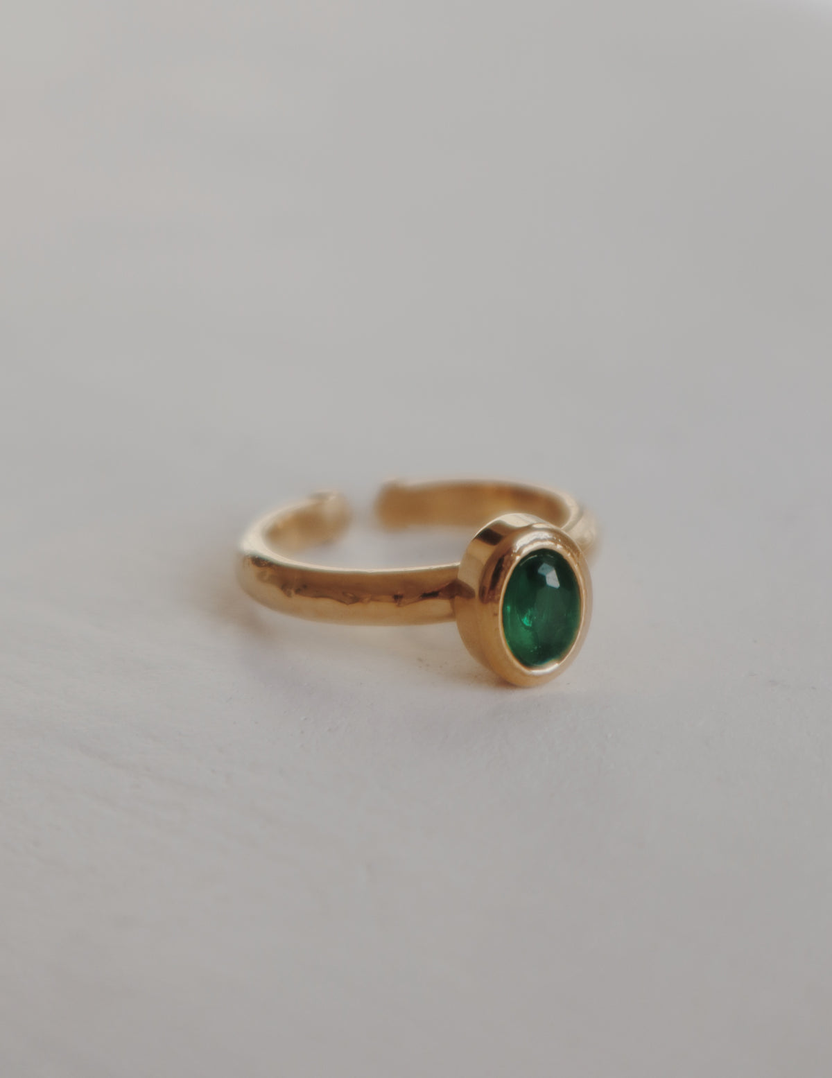 Evangeline Adjustable Emerald Bezel Ring