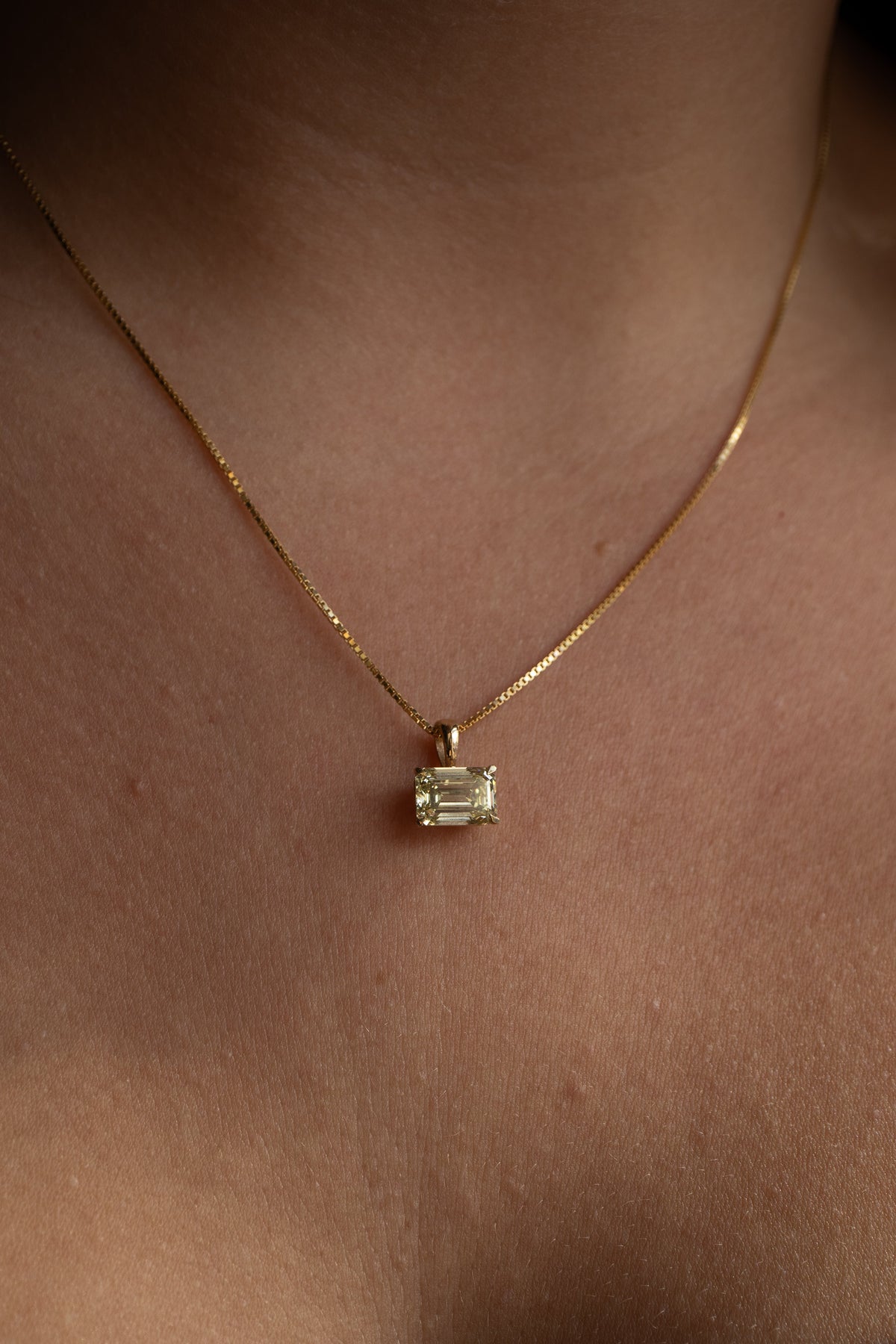 Loren Pendant- 2.23ct East-West Yellow Lab Diamond