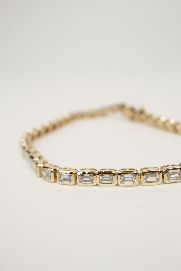 Monti Tennis Bracelet- Bezeled Emerald-Cut Lab Diamonds 6ctw