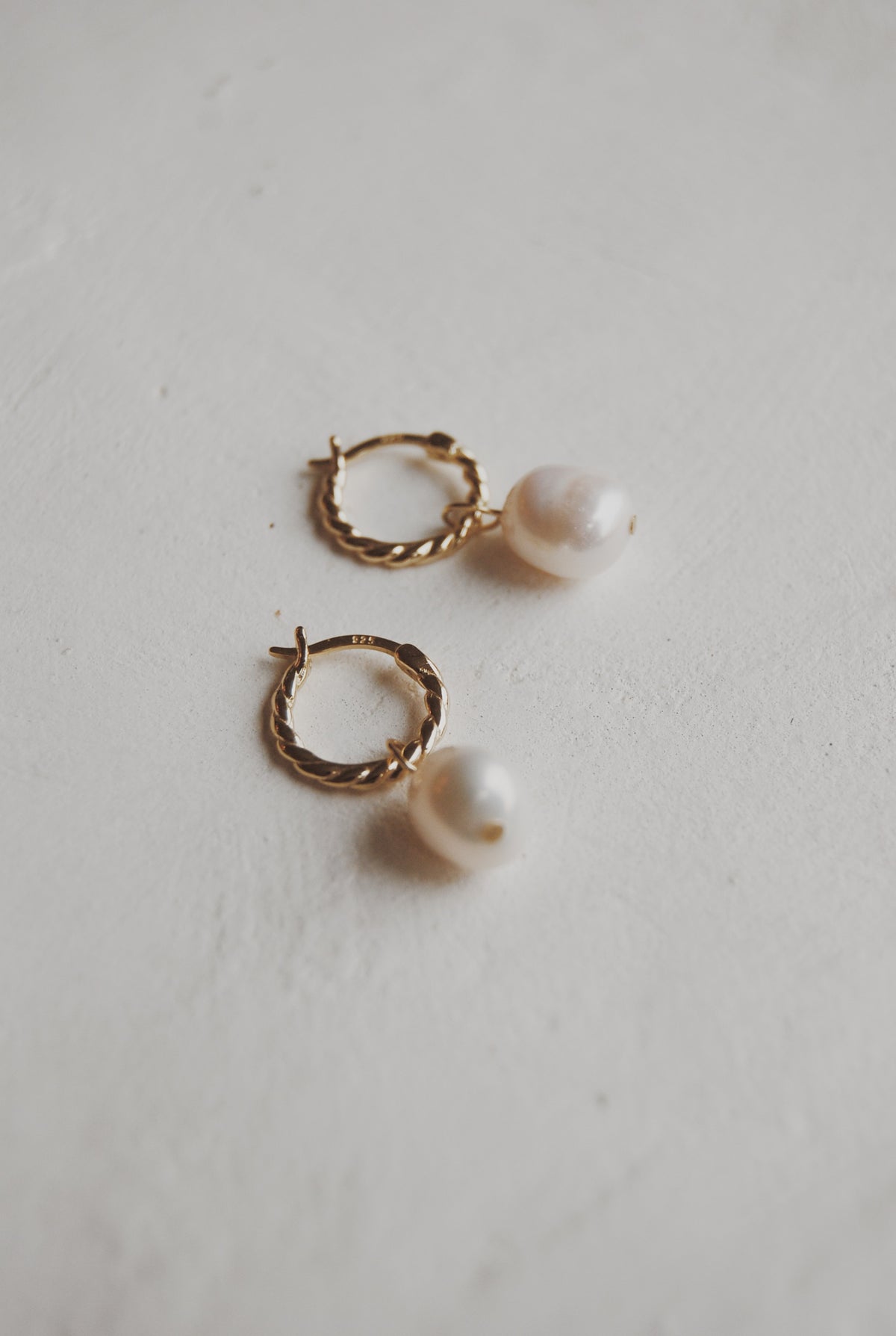 14k Vermeil Pearl Hoop Drop Earrings