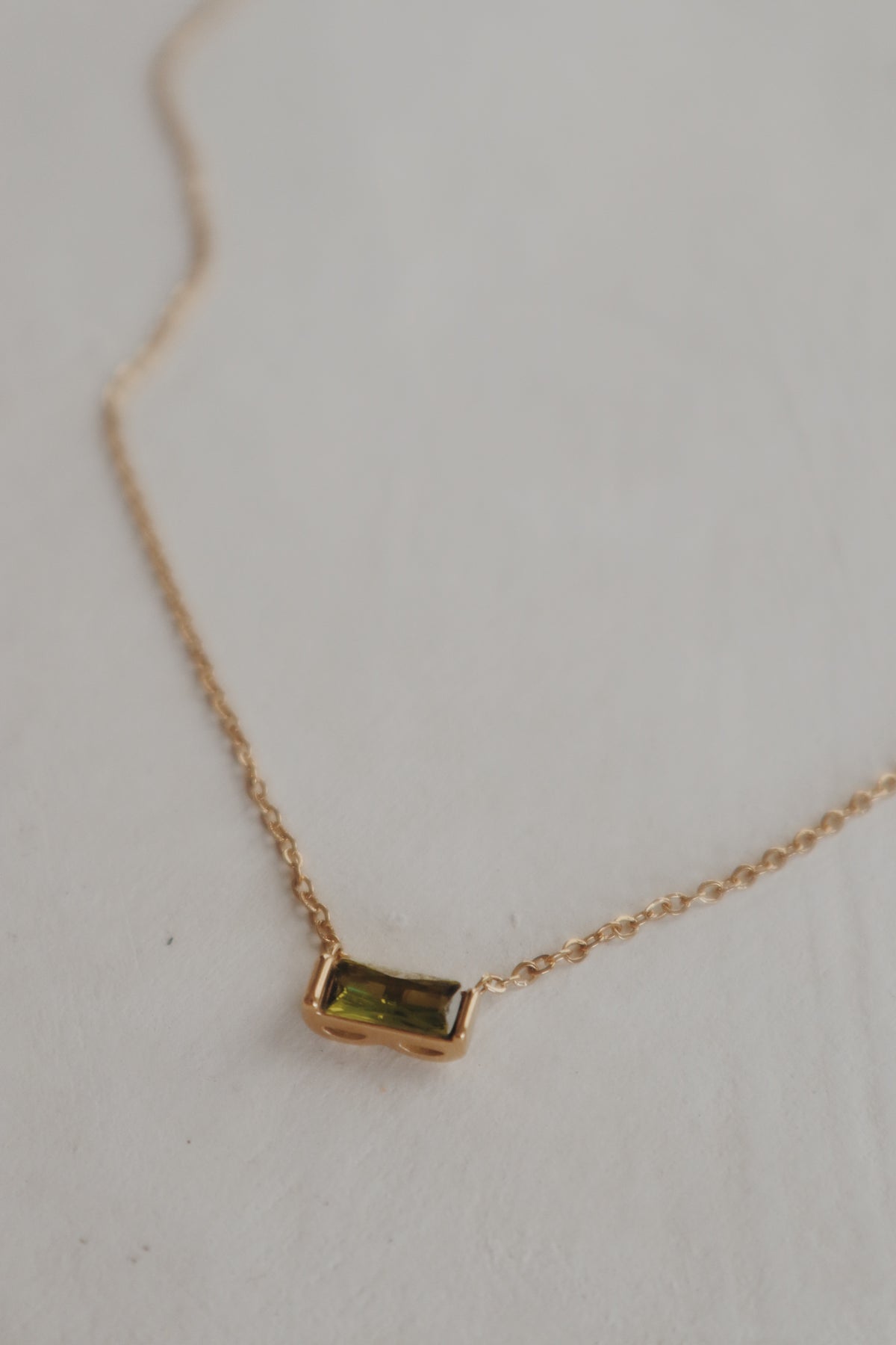 August Olive Baguette Necklace