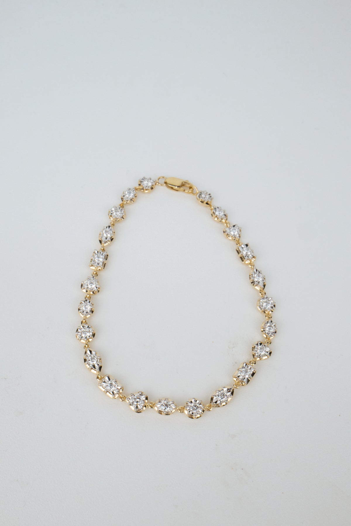 10K Kenny Mixed Shape Tennis Bracelet- 1ctw Laboraotry Grown Diamond Rounds