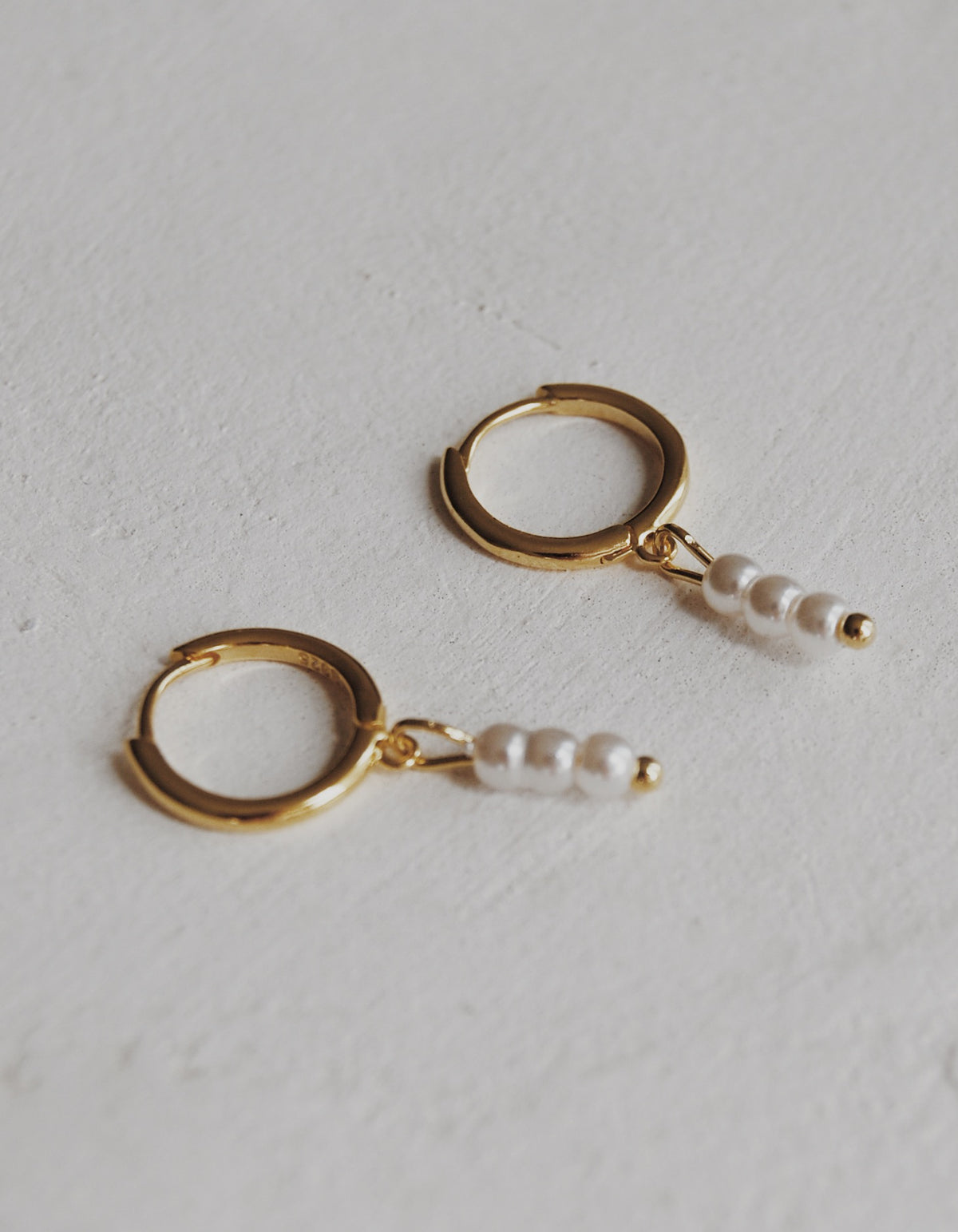 Pearl Drop Huggie Hoops