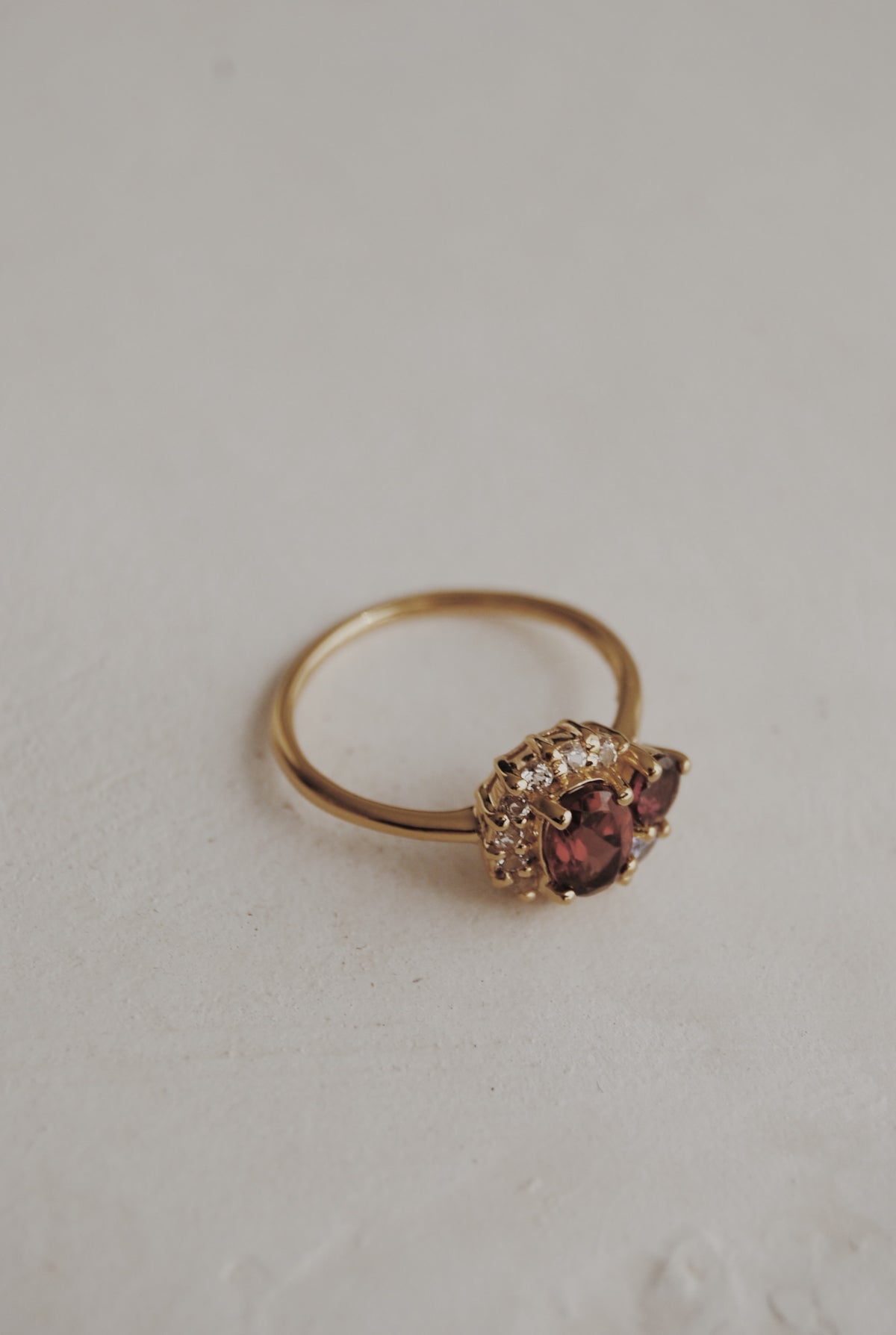 Garnet Cluster Gold Filled Ring