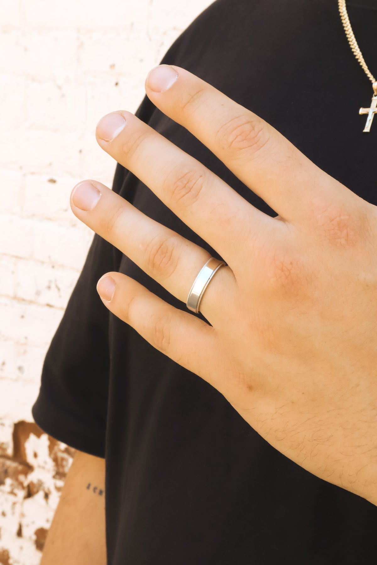 Men’s Parker Wedding Band- White Gold