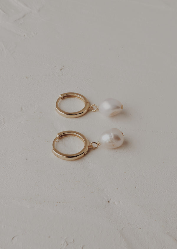 Baroque Pearl Hoop Earrings — Vermeil