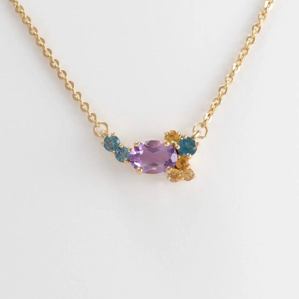 Cluster Amethyst, Topaz, and Citrine Necklace